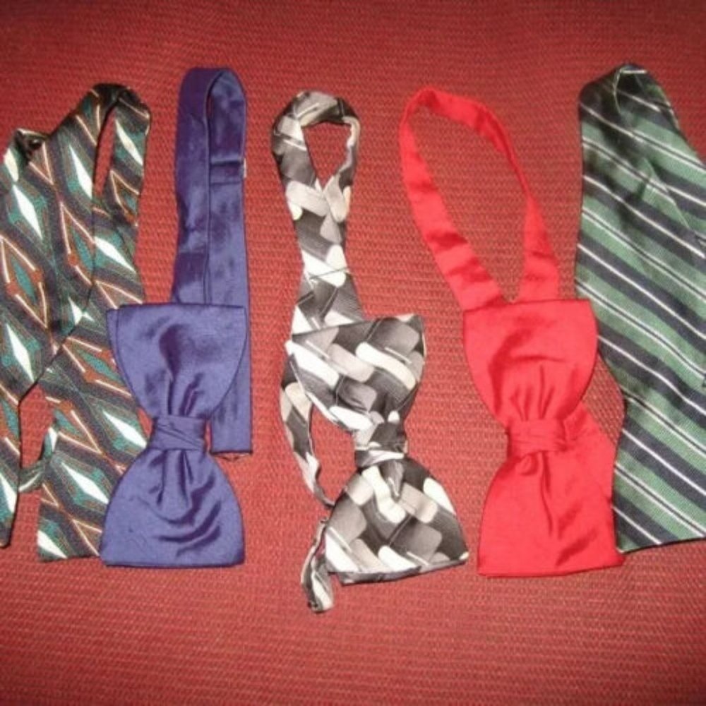 ❤️LOT 5 BEAU TIES LTD OF VERMONT SILK BOWTIES RED NAVY BLACK/WHITE STRIPES